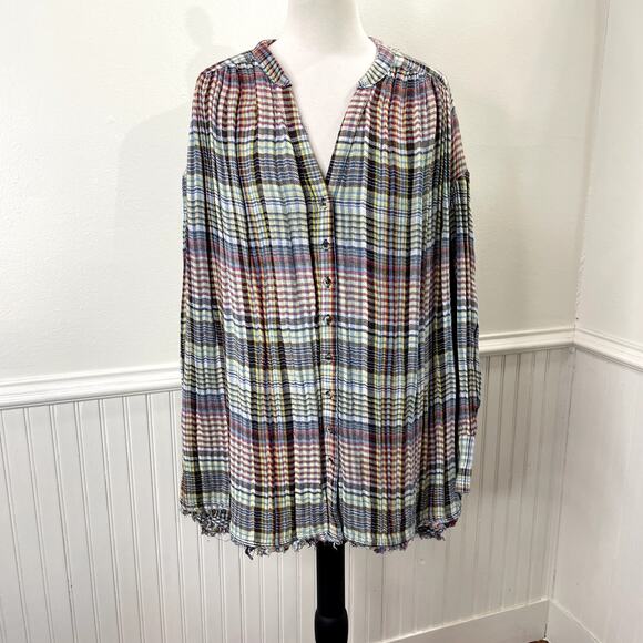Free People Multicolor Plaid Button Down Shirt - Picture 12 of 12